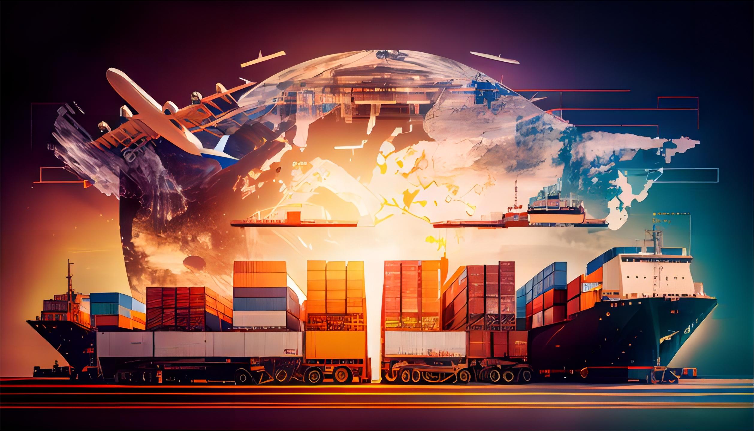 Infographic showing a supply chain route from the US to Southeast Asia