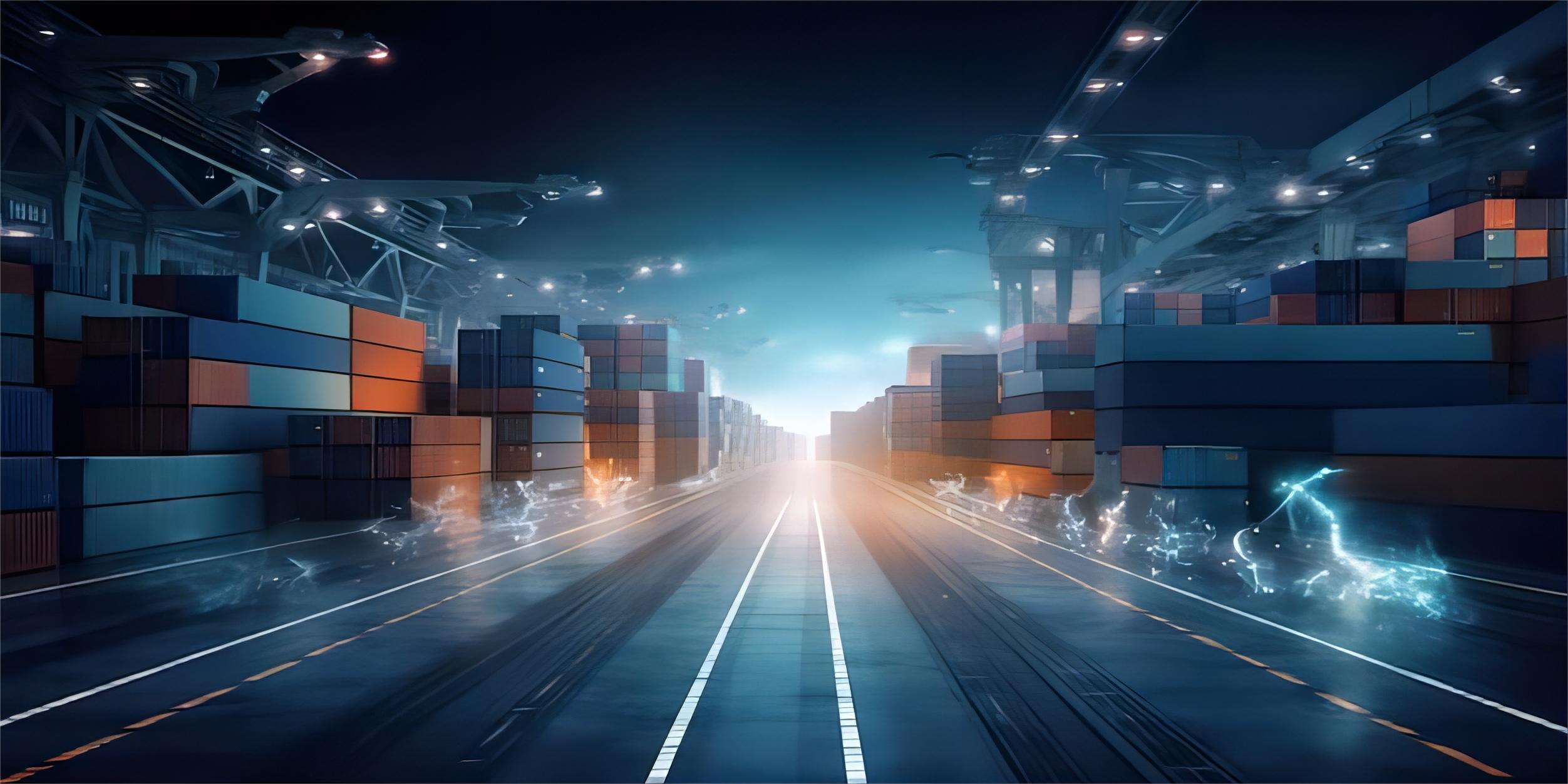 Shipping containers stacked at a port, symbolizing global trade