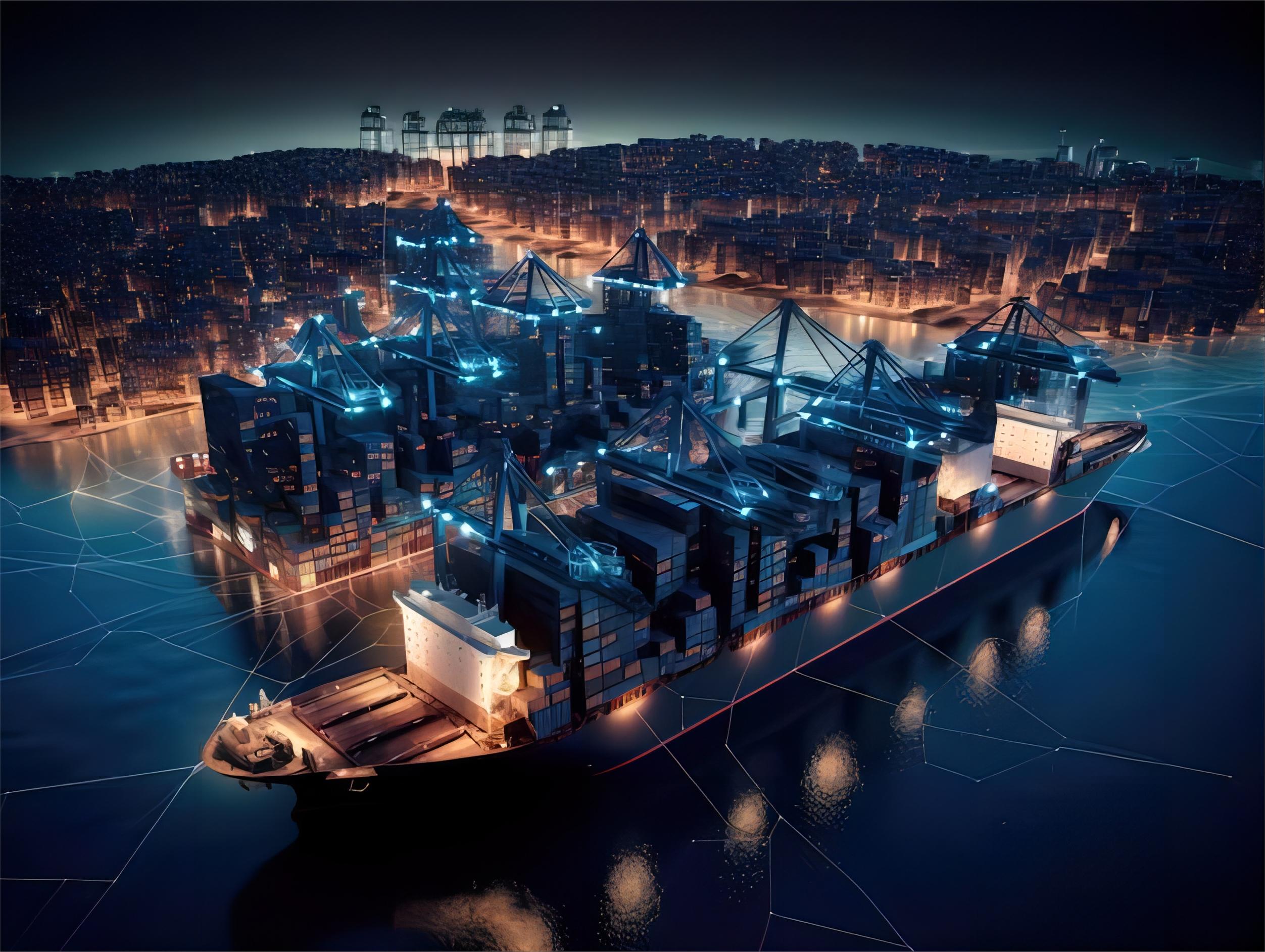 Container ship at port with Indonesian flag