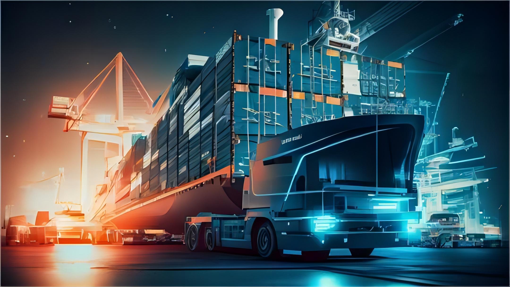 Shipping containers being loaded onto a cargo ship at a port, symbolizing global trade routes