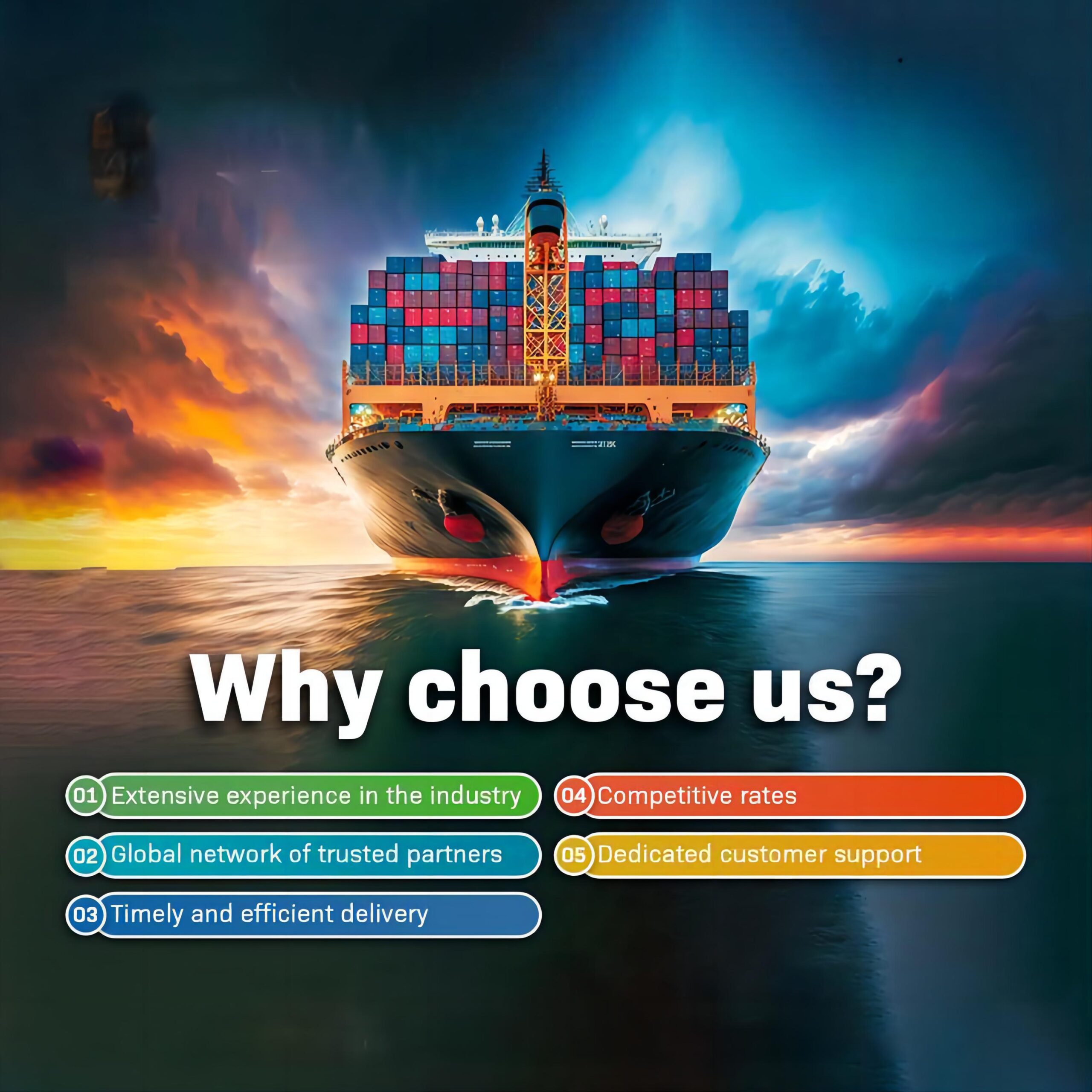 Comparison chart of different international shipping methods