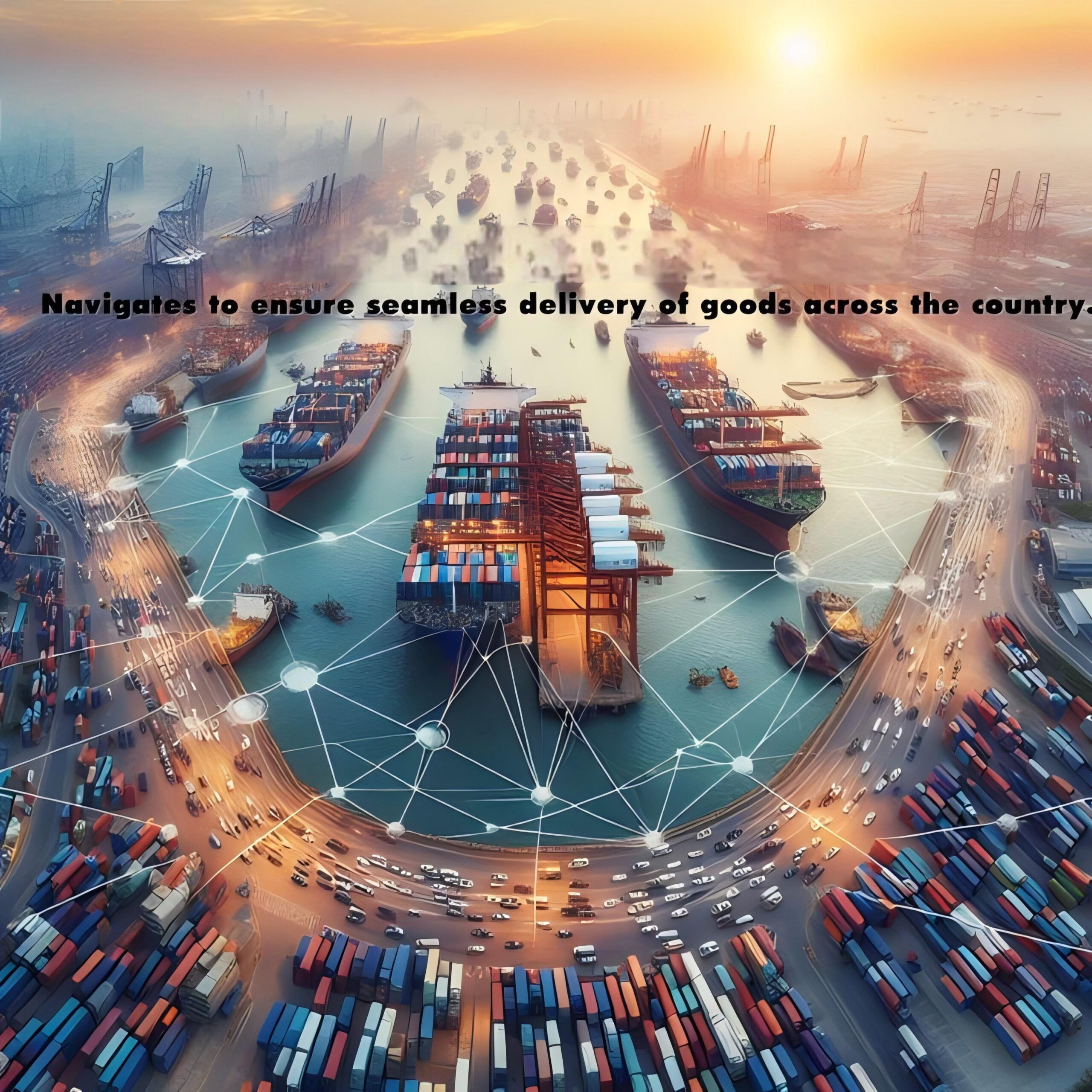 Cargo ship being loaded at a bustling port, symbolizing international shipping and trade routes to the Philippines.
