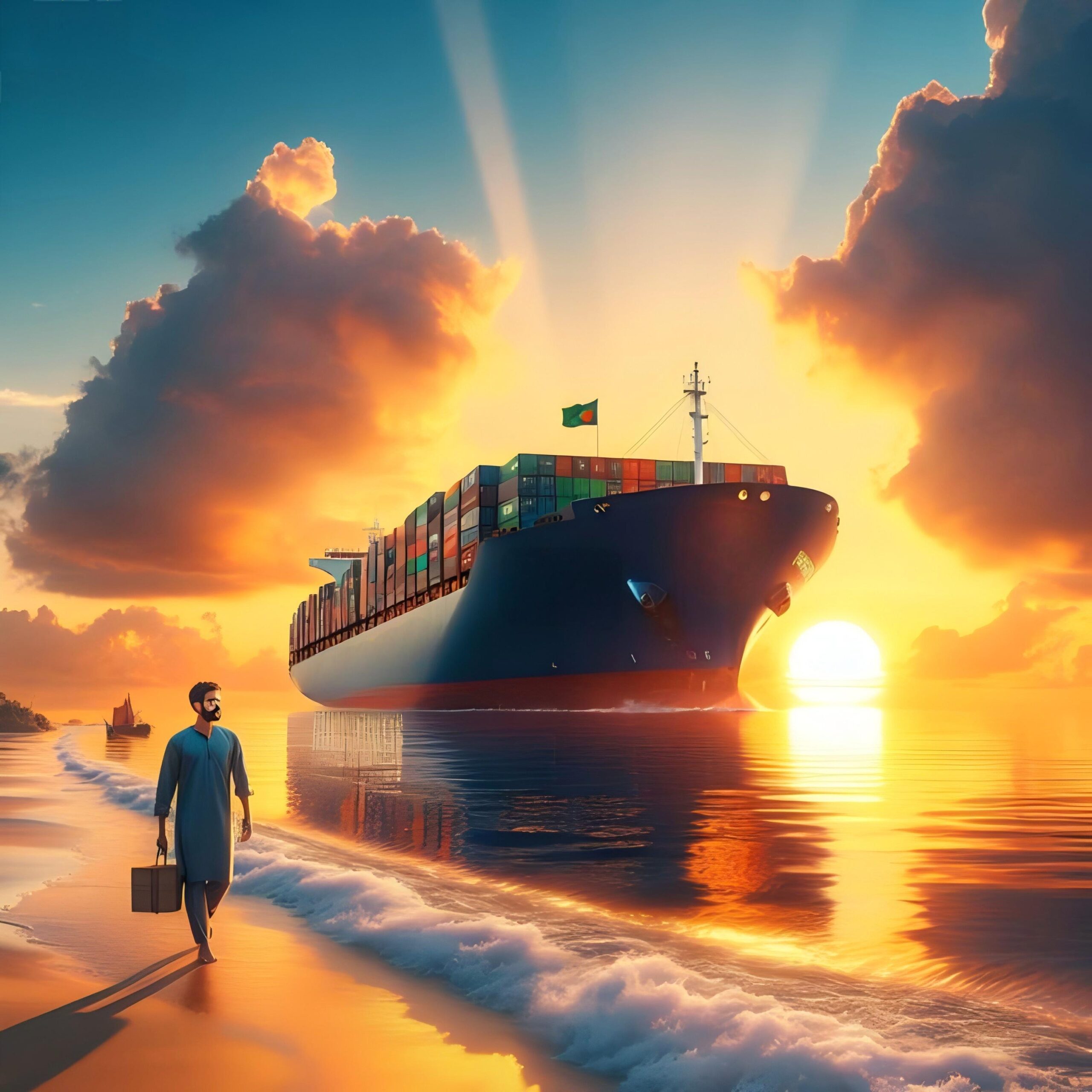 Cargo ships carrying containers at a busy port, symbolizing global trade.