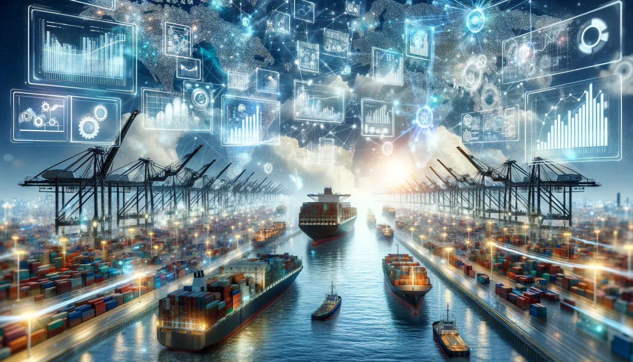 Split image showing an airplane and a cargo ship, representing air and sea freight