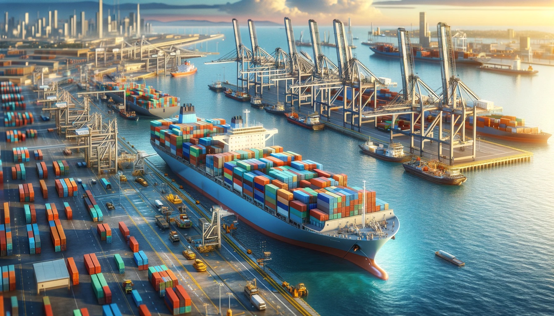 Diagram showing various shipping methods: air, sea, rail, and road