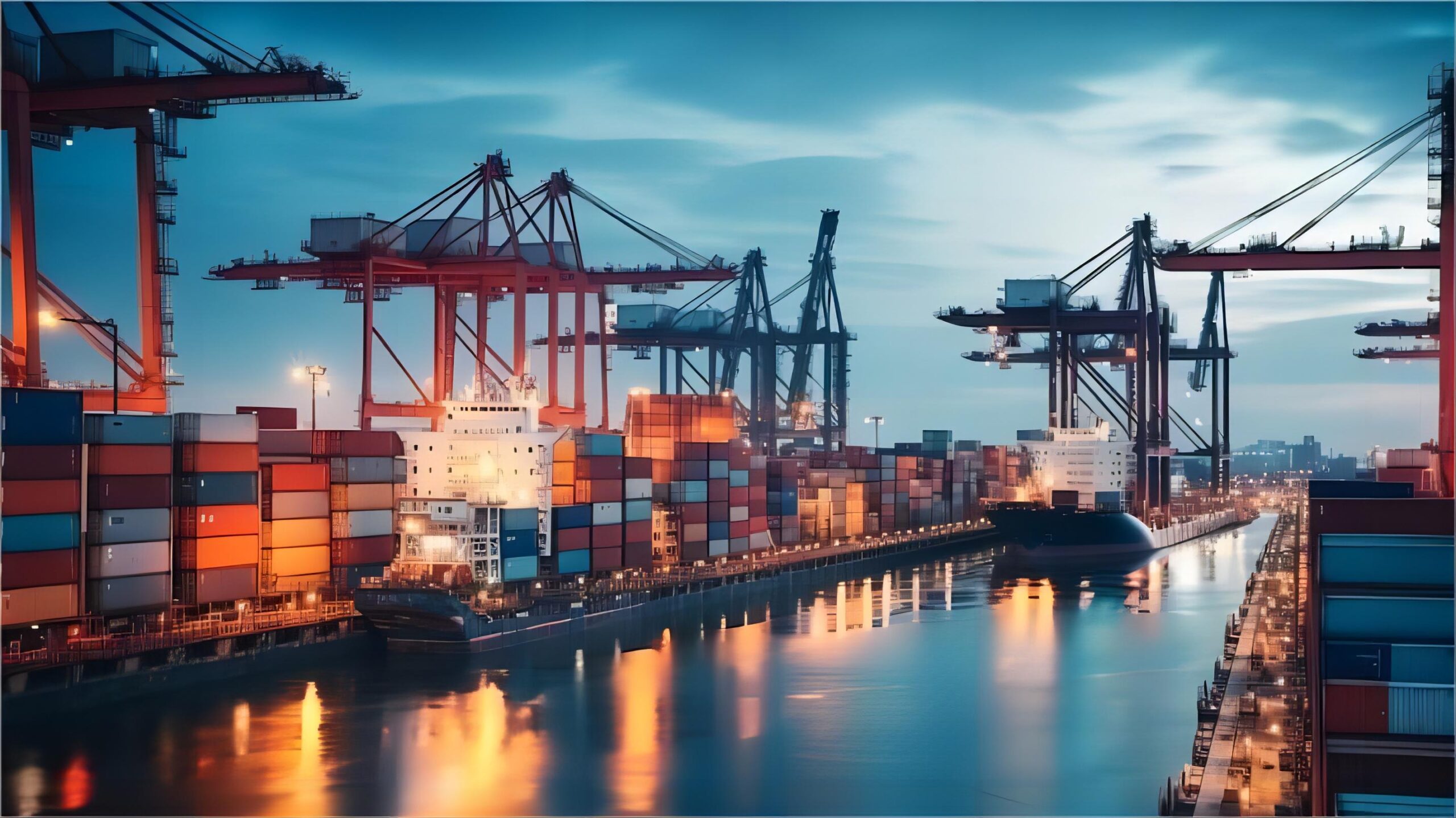 Cargo ship at port with containers