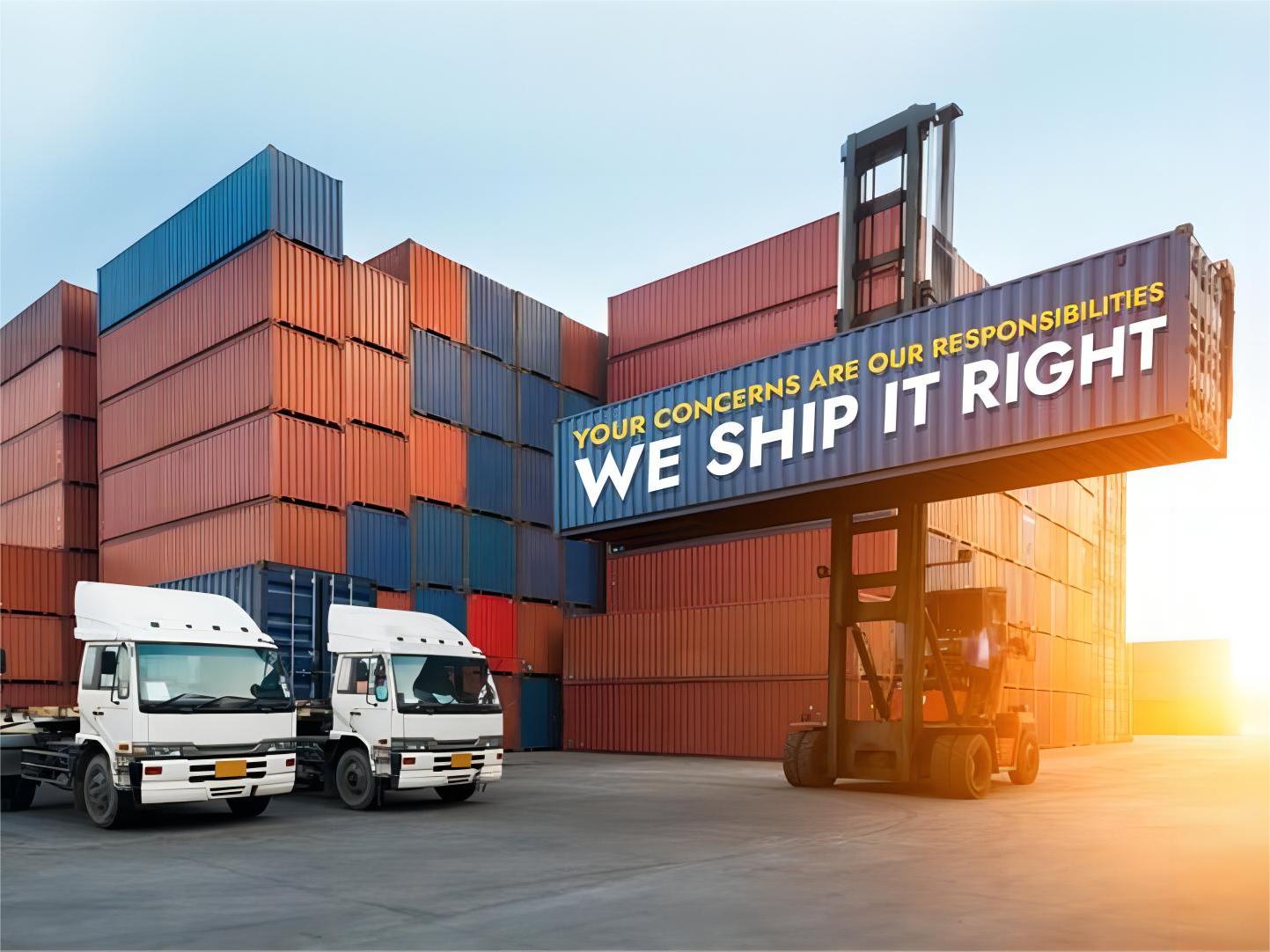 Shipping containers at a busy US port ready for dispatch